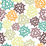 Cute brown green autumn flowers seamless pattern vector illustration white background