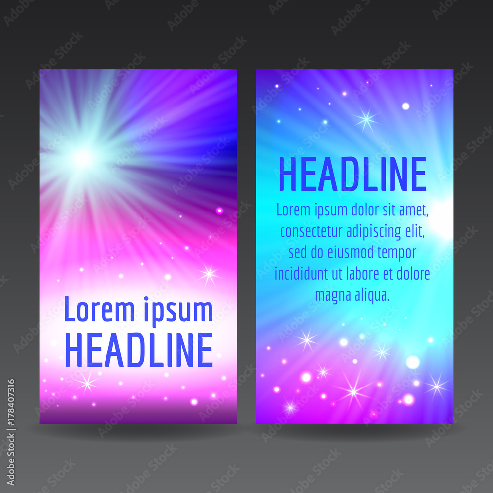Abstract colorful flyer templates, vector illustration in blue and pink colors