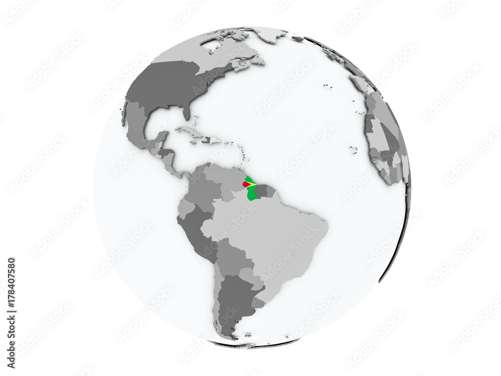 Guyana on globe isolated Guyana on globe isolated