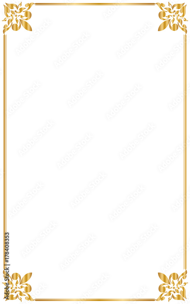 Obraz premium Decorative frame and borders, Golden frame on white background. Thai pattern , Vector illustration