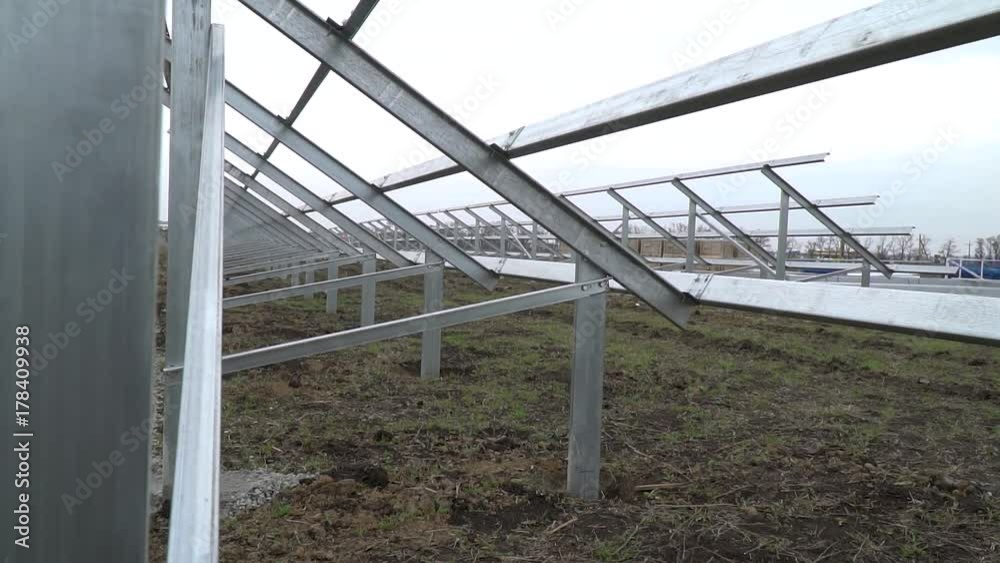 Frames for solar panels on a cloudy day Frames for solar panels on a cloudy day
