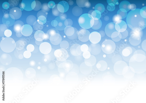Abstract white bokeh on blue background with a light blur. Vector illustration