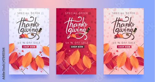 calligraphy of Thanksgiving day sale banner. Seasonal lettering.vector illustration