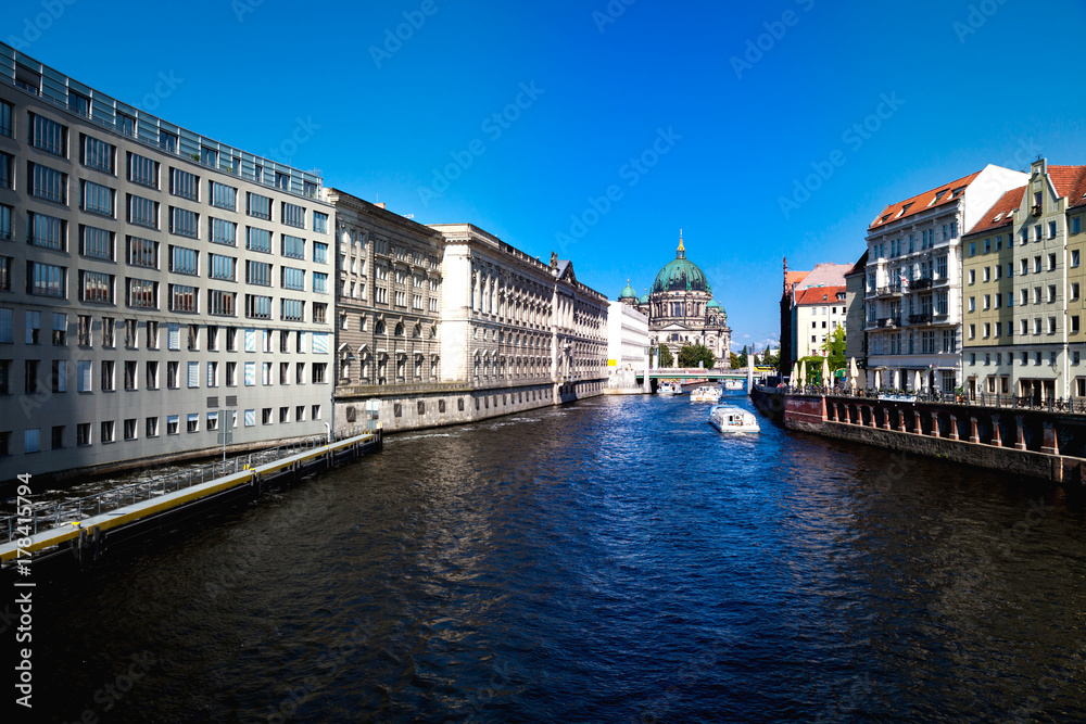 boats on the river Spree Berlin Germany