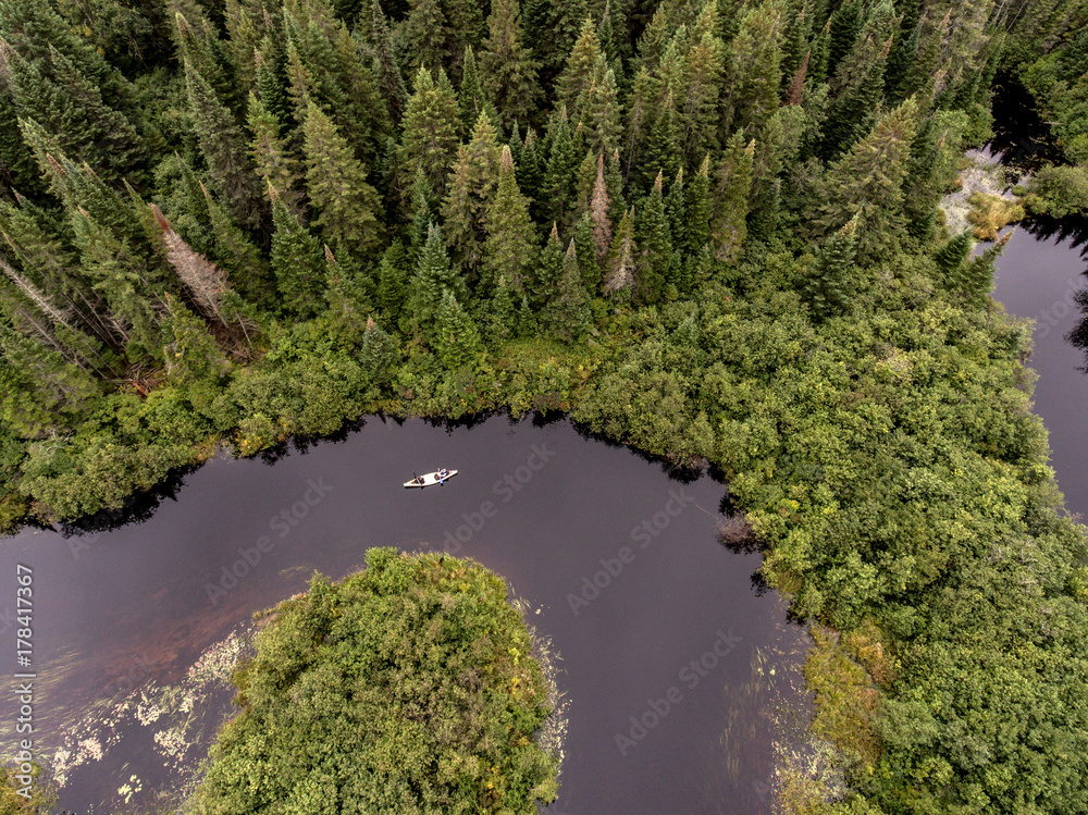 Wild Forest Canada aearial view kayak kayaking canoe canoeing boat