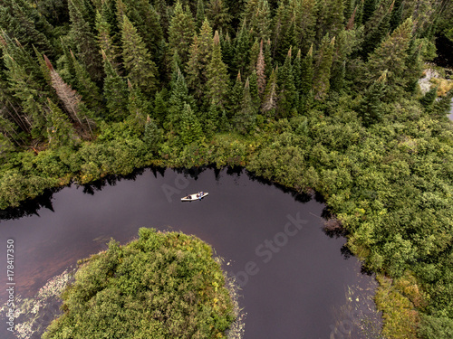 Wild Forest Canada aearial view kayak kayaking canoe canoeing boat river birds eye view veins mother nature pine tree