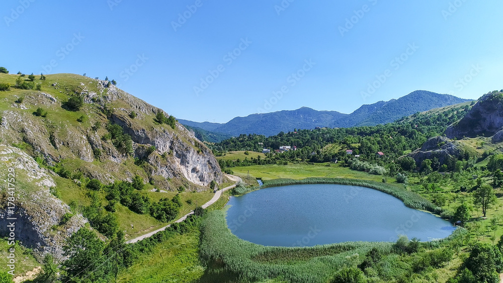 Aerial view on the lake in Durmitor mountain