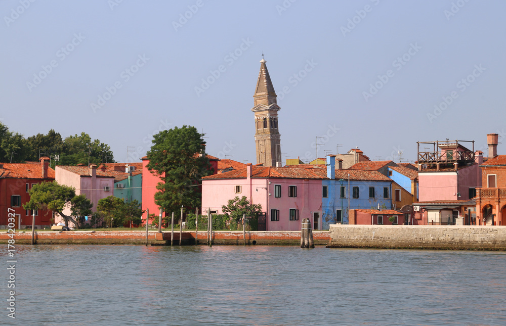 skyline of Burano Island near Venice
