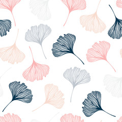 Keuken achterwand Wit patronen Ginkgo bladeren naadloos botanisch patroon  © Olga Skorobogatova