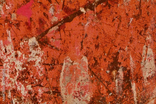 Closeup of rusty painted steel