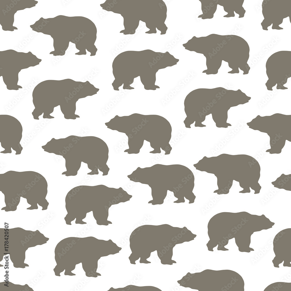 Fototapeta premium Seamless pattern with cute bears in simple cartoon style.