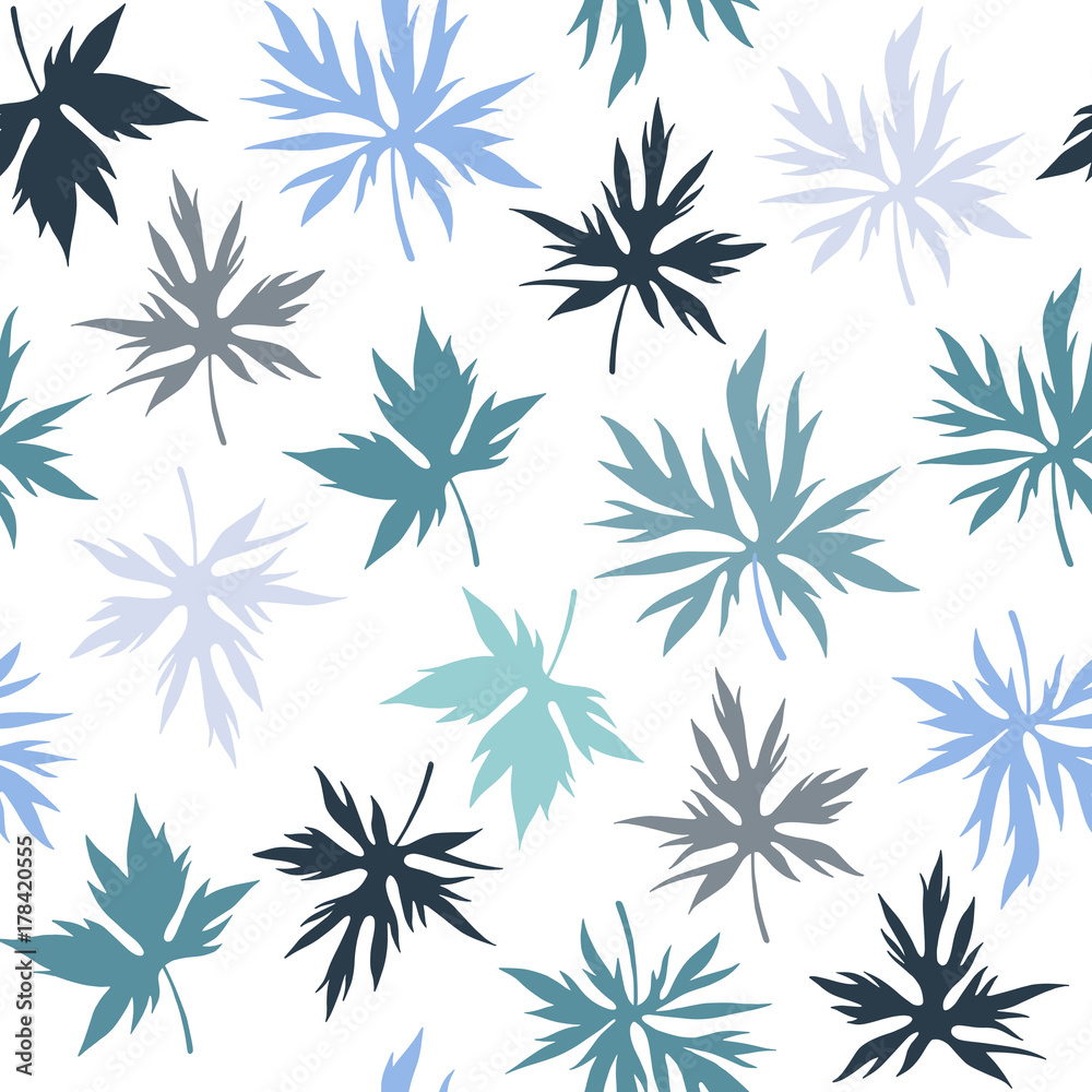 Seamless pattern with exotic leaves.