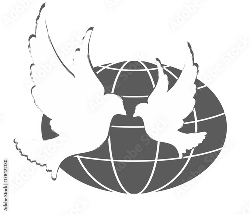 Logo of a pigeon with globe.