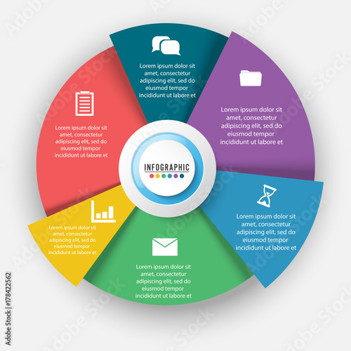 Vector infographic. Template for diagram, graph, presentation and chart. Business concept with 6 options, parts, steps or processes.