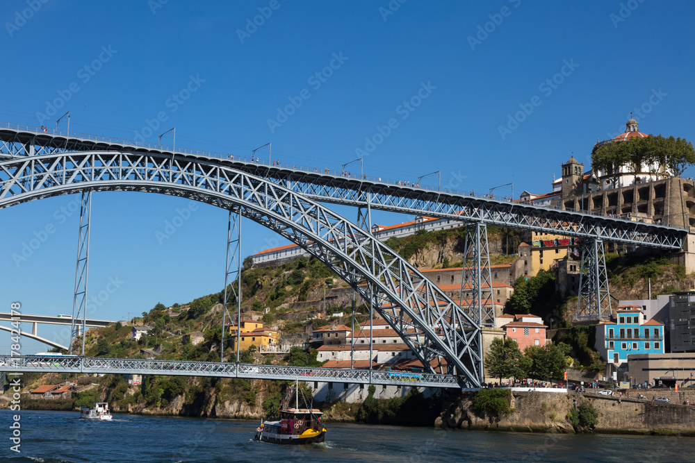Dom Luis I Bridge over Douro River in Porto, Portugal