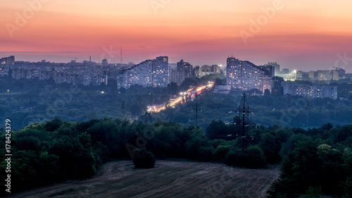 Chisinau, Republic of Moldova. The City Gates at sunset on July 2016