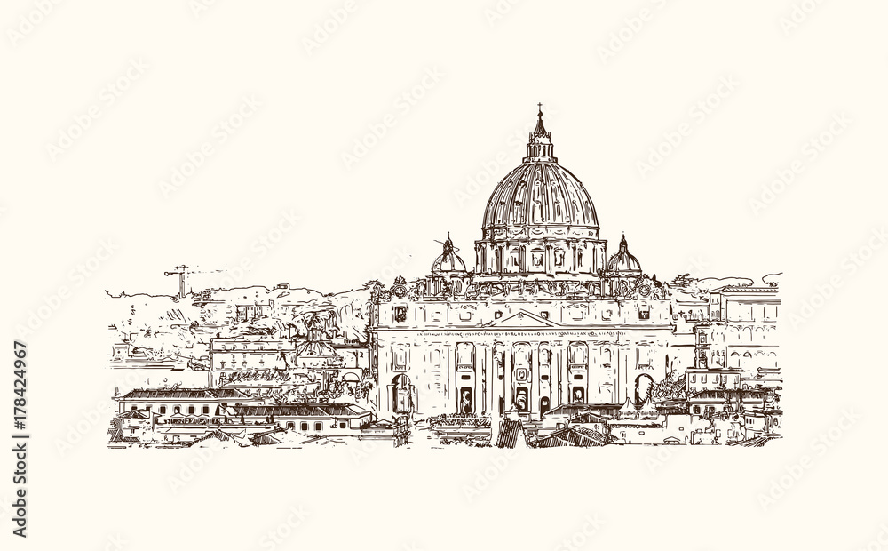 Vatican City Watercolor Painting - Aeris Osborne Art