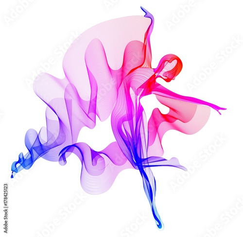Abstract dancer  woman silhouette over white