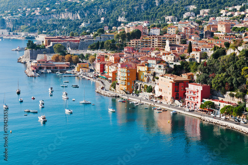 Panoramic view of Cote d Azur near the town of Villefranche-sur-Mer