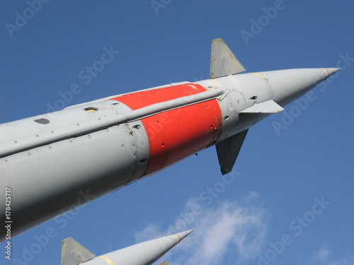 Missiles pointing towards sky photo