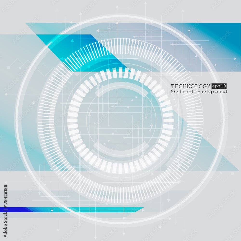 Obraz premium Abstract technology background with various technological elements. Vector illustration.