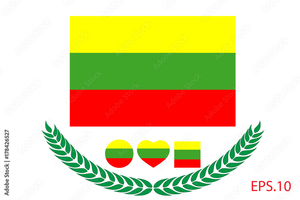 Obraz premium Lithuania Flag vector illustration. Lithuania Flag. National Flag of Lithuania.