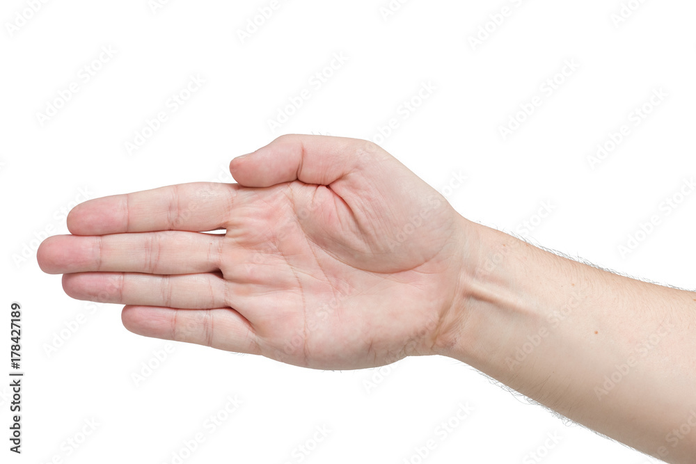 Open and straight hand. Isolated white background Open and straight hand. Isolated white background
