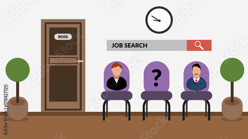 Office room corridor waiting concept job search eps 10 vector