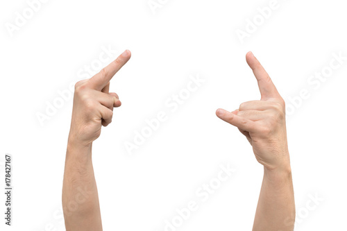 Gesture of insult with the finger and gesture of horns