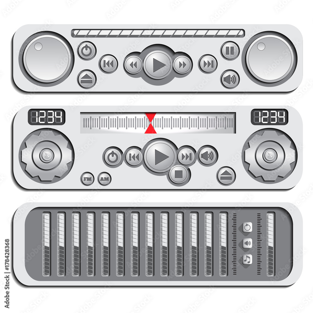 Interface of Audio Player and Radio . Vector illustration. Interface of Audio Player and Radio . Vector illustration.
