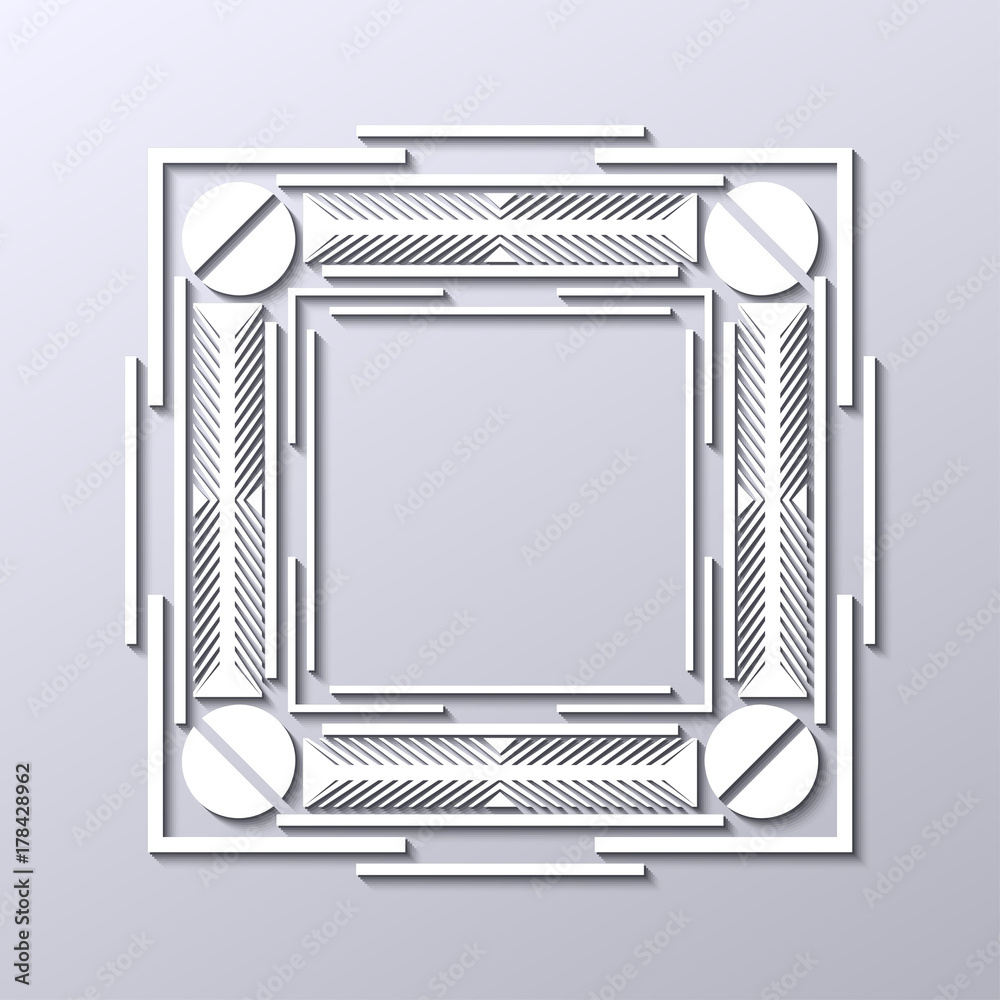 Fototapeta premium Vintage retro border and frame in Art Deco style. Template for your design. Vector illustration eps10