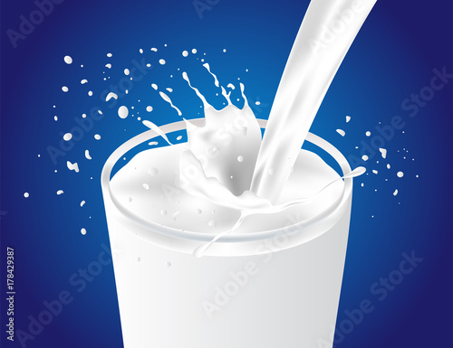 pouring milk in to glasses vector / milk splash