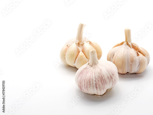 Group of Garlic on White Background