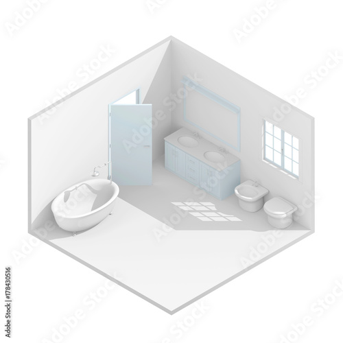 3d isometric rendering of bathroom
