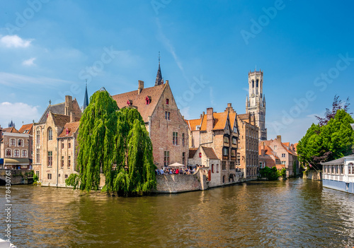 Bruges (Brugge) cityscape with water canal photo