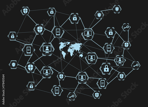global network connection, internet protection vector concept