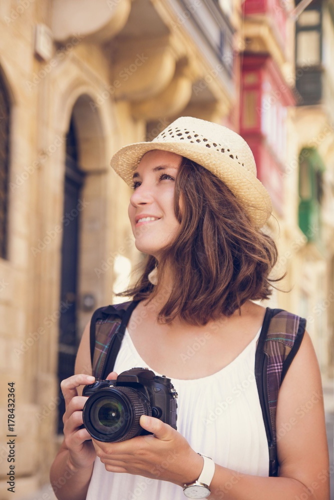 Tourist sighteesing in old city Valletta