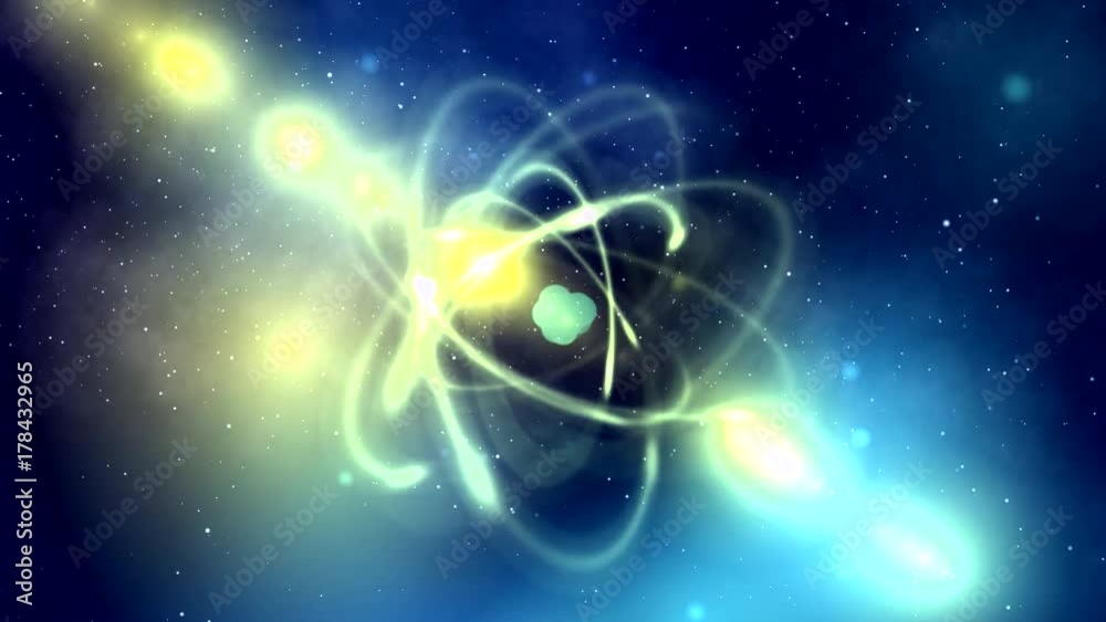 Atom under microscope. Electronic cloud.