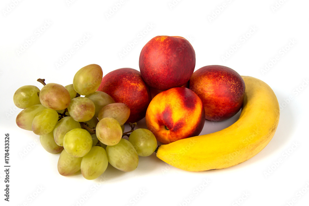 Composition of various fruits on white background Composition of various fruits on white background