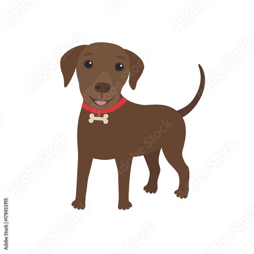 Fototapeta Naklejka Na Ścianę i Meble -  Cartoon character brown labrador dog happy