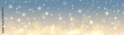 Christmas background, golden blurred lights, glittering  bokeh background