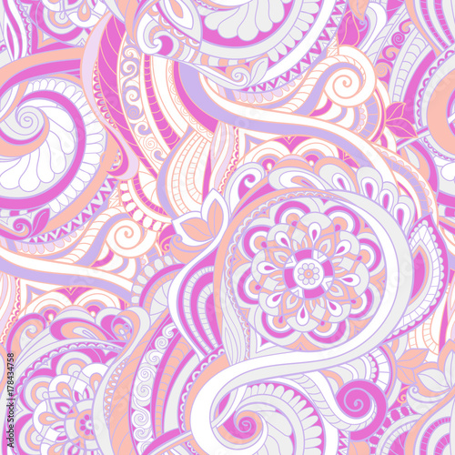 Seamless pink paisley pattern. Vector background for textile, print, wallpapers, wrapping.