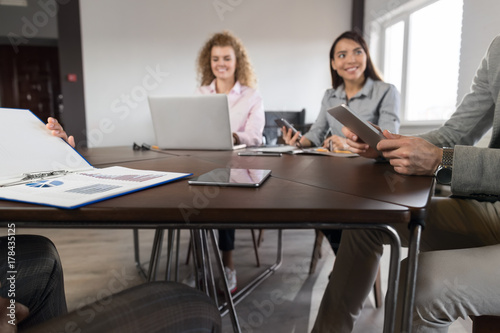 Businesspeople Group In Coworking Center Diverse Mix Race Team Coworkers Working Meeting Brainstorming Modern Office