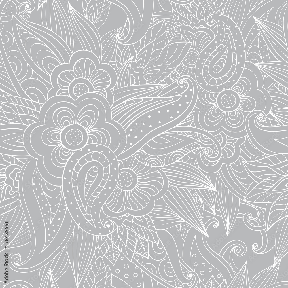 Seamless floral doodle background pattern