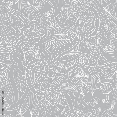 Seamless floral doodle background pattern