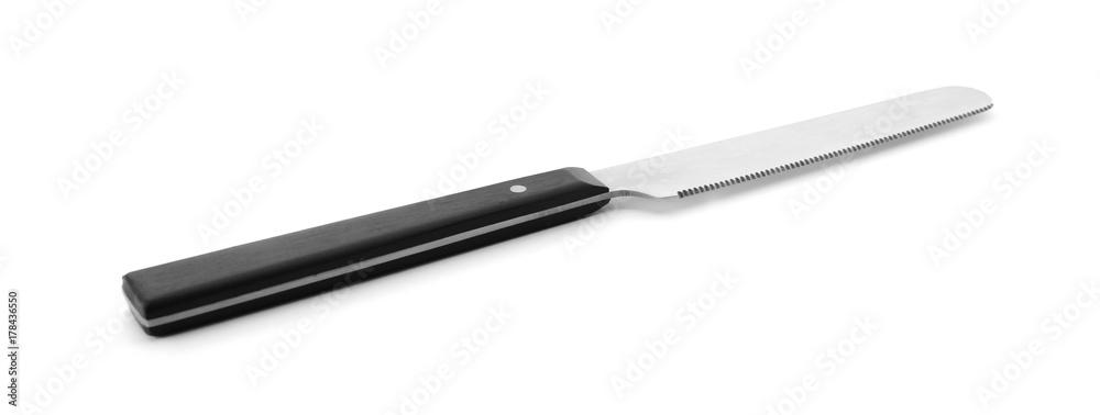 Knife with black handle on white background Knife with black handle on white background