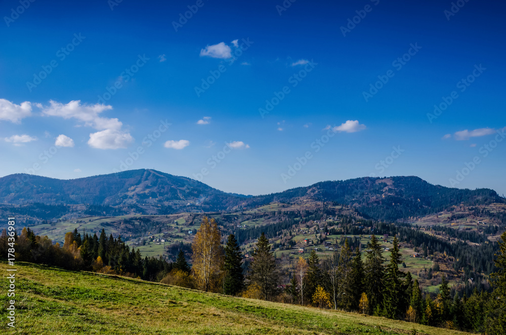 Ukrainian Carpathian Mountains in the autumn season