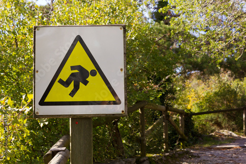 Danger Sign along a Nature Trail