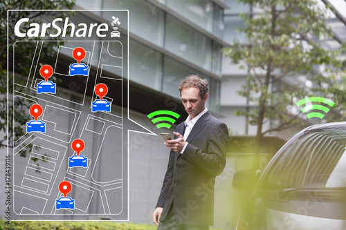 Εκτύπωση καμβά Car sharing concept.