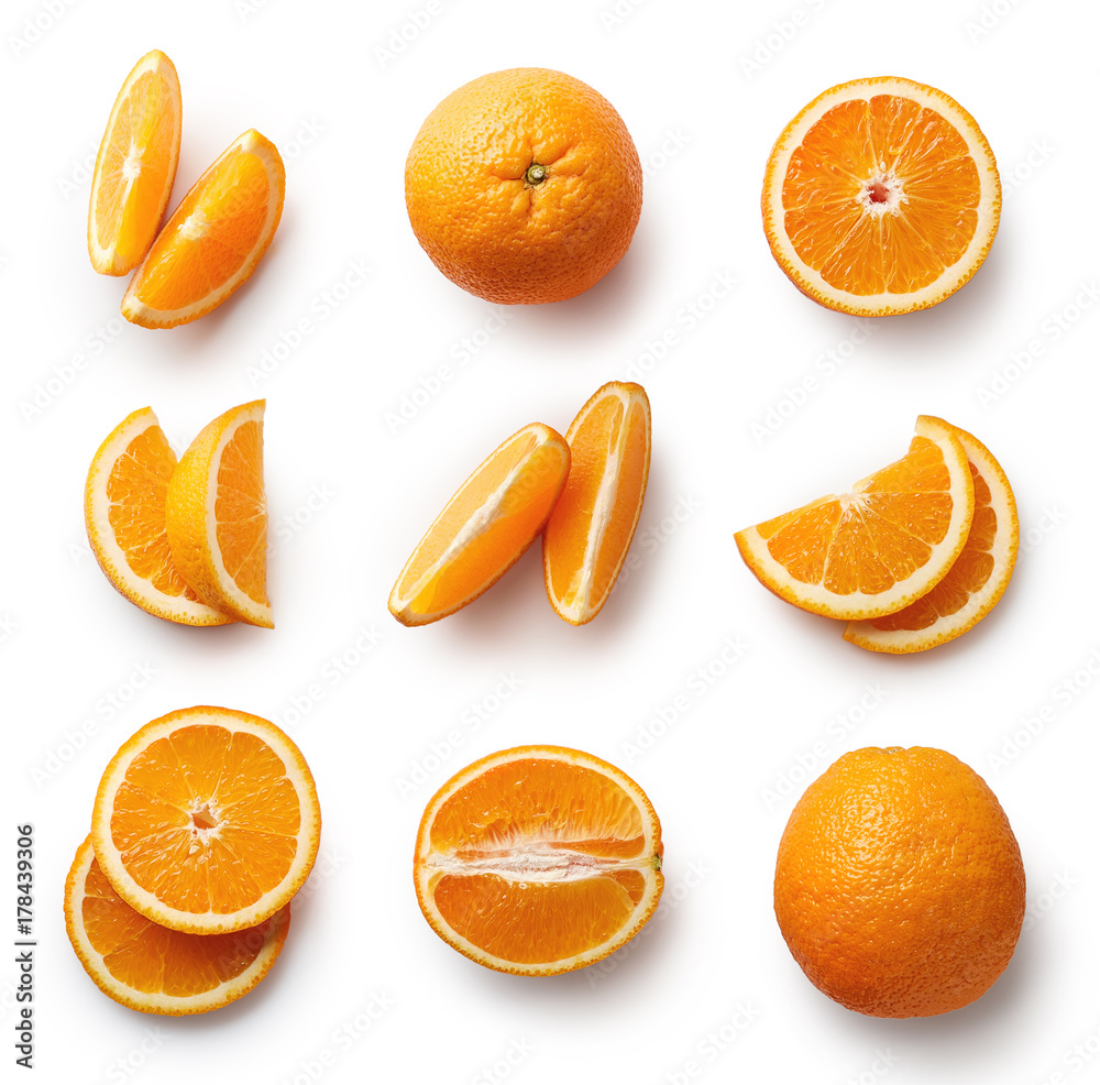 Fresh orange isolated on white background - obrazy, fototapety, plakaty 
